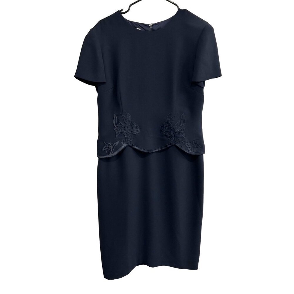 Donna Morgan Petites Navy Blue Dress With Floral Embroidery Size 12